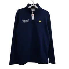 【美品】le coq sportif(ルコックスポルティフ) 長袖ハーフジップシャツ ネイビー黒ボーダー メンズ L ゴルフウェア 2510-0114 中古