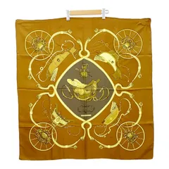 HERMES エルメス カレ90 スカーフ ストール マフラー シルク SPRINGS スプリングス 馬車柄 上質 レディース ブラウン 服飾 DF17114■