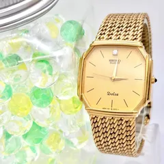 【外観美品/新品電池】SEIKO セイコー Dolce ドルチェ メンズ 腕時計 1Pダイヤ オクタゴン ゴールド 7731-5000 475043