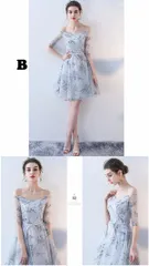 ★S グレー 膝丈ドレス スレンダーライン パーティードレス ワンピース ブライズメイド 可愛いワンピース 結婚式 ドレス フォーマル 二次会 パーティードレス 舞踏会 演奏会 披露宴ドレス d9185f0