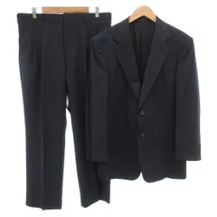 アクアスキュータム AQUASCUTUM セットアップ シングル スーツ テーラードジャケット パンツ ストライプ 背抜き サイドベンツ 98AB6 紺 ネイビー /GV