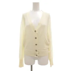 フォクシー FOXEY Vネック カーディガン シアーニット 長袖 ロゴ透かし編み 38 オフホワイト 40747 /UO