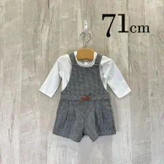 ap10948-2 OBAiBi オバイビ BABY ベビー オーバーオール カットソー セット 70 9M 71cm 白 ホワイト グレー 千鳥格子 リボン 長袖 9ヶ月 OBAÏBI