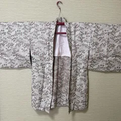 【き757】白地 小花更紗模様 羽織 単衣 昭和レトロ アンティーク 着物 和服 リメイク素材にも