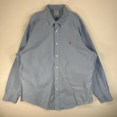 古着 ブルックスブラザーズ Brooks Brothers 長袖シャツ ロゴ 刺繍 REGENT ボタンダウン XL  ブルー系 無地 メンズ