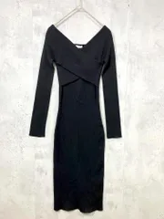 RESEXXY リゼクシー 152140329101-08    フロントクロスオフショルニット ワンピース sizeM/黒■■レディース