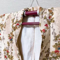き759】羽織 生成り×更紗調 花柄羽織　単衣　レトロ上品 アンティーク 着物 和服 和装 リメイク素材にも