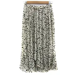 ワンアフター アナザー ナイスクラップ one after another NICE CLAUP プリーツスカート マキシ丈 ロング丈 ダルメシアン柄 F ライトベージュ 黒 ブラック /YS20