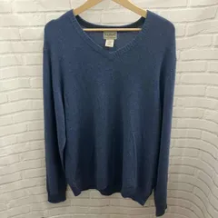 L.L.Bean/エルエルビーン/カシミア100%/Vネックニット/シミあり/表記サイズL/ブルー