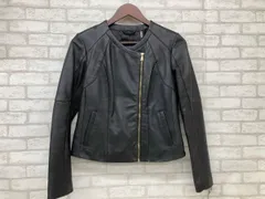 COLE HAAN T10322 コール ハーン ジップ フロント レザー ジャケット womens. ダブルライダース レディース ブラック size XS 羊革