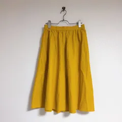 【GU】ジーユー(XL)フレア ひざ丈スカート 無地 ウエストゴム