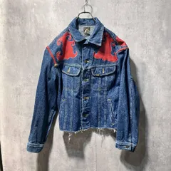 80s Lee 装飾付き切替デニムジャケット サイズM インディゴブルー リー 