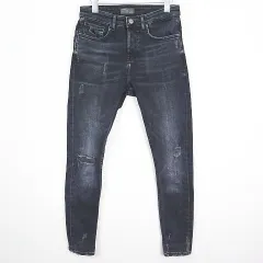 ザラマン ZARA MAN  ダメージ スキニー デニム パンツ ジーンズ ボタンフライ 38 ブラック 6045/440 2sa7064
