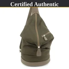 【やや使用感あり】 LOEWE ロエベ アナグラム キャンバス レザー ワンショルダーバッグ ポーチ付き カーキブラウン