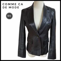 COMME CA DE MODE コムサデモード　黒　ブラック　レザー　ジャケット　テーラードジャケット　9号　羊革　コムサ　革製品　ライダース　長袖　きれいめ　辛め　女性　レディース