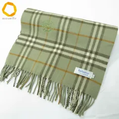 #we バーバリー BURBERRY マフラー カーキ系 オフホワイト 茶系 ノバチェック カシミヤ ヴィンテージ ユニセックス [972706] k01