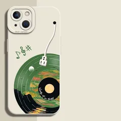 iPhone16pro 用ケース レトロレコード 唱針 + サンセット柄 個性的iPhone 8 iPhone8Plus iPhone7 iPhone7Plusシリコン保護ケース