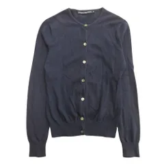 RALPH LAUREN SPORT ラルフローレン スポーツ カーディガン ニット セーター コットン ロゴ 刺繍 クルーネック M ネイビー レディース 古着 中古 USED