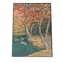 角田信四郎、【樹】、希少な額装用画集画、新品高級額 額装付、状態