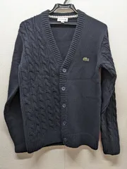 レア◎LACOSTE アシンメトリーVネックカーディガン ネイビー XS ラコステ