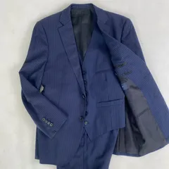 BURBERRY LONDON スーツ ビジネス バーバリーロンドン セットアップ 3ピース ストライプ ネイビー 裏地総柄 36R