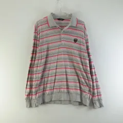 FANTOM メンズ105 グレー ボーダー柄 長袖 カラーTシャツ K9433