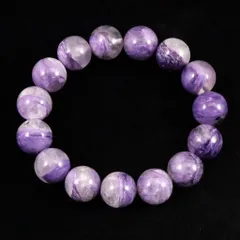 ロシア産 チャロアイト エンジェルシリカ  13.5mm玉ブレスレット 55.4g 【榎本通商21071】