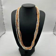 ネックレス 真珠 パール 珊瑚 デザイン 約49cm