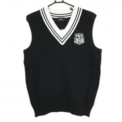 【新品】パーリーゲイツ ニットベスト ダークネイビー×白 サイドメッシュ調 胸ロゴ Vネック メンズ 5 ゴルフウェア PEARLY GATES