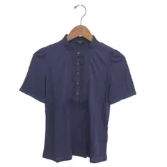 BURBERRY LONDON バーバリーロンドン 半袖バンドカラーシャツ サイズ:1 フリル/ホースロゴ刺繍    パープル レディース / 241007003295