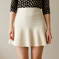 &M フレアスカート M オフホワイト ニット素材 マーメイド フレアシルエット  きれいめ レディース 春夏秋