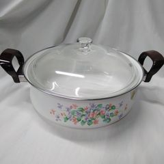 美品】ハチウエア ホーロー 昭和レトロ 両手鍋 日本製 和風