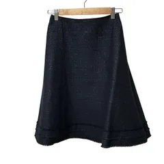 Rene(ルネ) スカート サイズ34 S レディース美品  - ダークネイビー×黒 ひざ丈/ツイード/LIMITED EDITION