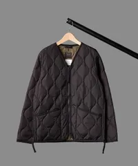 定価1.1万 TAION ミリタリー Vネック ジップ ダウン ジャケット タイオン ブラック