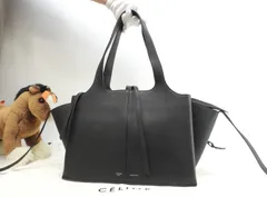 セリーヌ トリフォルド スモール レザー黒 トートバッグ ショルダーバッグ@U-GA-5116