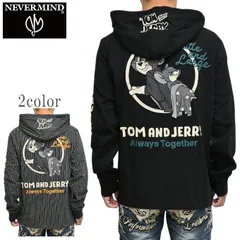 NEVER MIND ネバーマインド トムとジェリー TJN-2606 天竺 ジップ パーカー フーディ スウェット ライトアウター メンズ tjn-2606