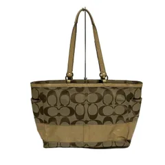 COACH(コーチ) ショルダーバッグ シグネチャー柄 12436 カーキ×ベージュ マザーズバッグ レザー