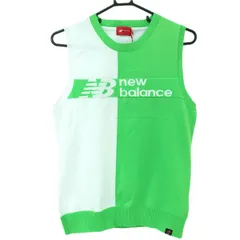 【新品】ニューバランスゴルフ ニットベスト ライトグリーン×白 胸元ロゴ レディース 2(L) ゴルフウェア 2023年モデル New Balance