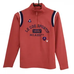 ルコックゴルフ 長袖ハイネックシャツ レッド ロゴネイビー ハーフジップ レディース L ゴルフウェア le coq sportif