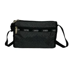 LESPORTSAC(レスポートサック) ショルダーバッグ - 黒×白 ドット柄/ミニバッグ