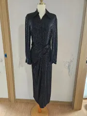 ザラ 年末パーティー ブラックラメ ONE PIECE L 77サイズ