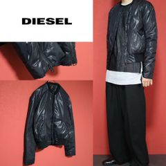 ディーゼル Dライダース MA-1 袖パンチングレザー ブルゾン ラムレザー