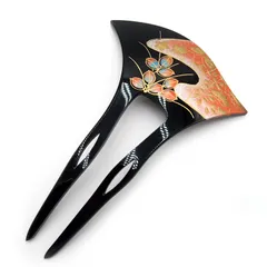 【訳あり】かんざし 簪 蒔絵調 二又かんざし 二本差し バチ型 萩 桔梗 蝶々 単品 レディース 髪飾り ヘアアクセサリー 和装用 着物 フォーマル 結婚式 入学式 卒業式 パーティー シンプル おしゃれ 送料無料 かんざし s996