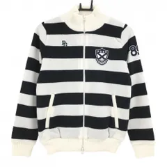 【新品】パーリーゲイツ ニットジャケット 白×ネイビー ボーダー 裏地付き ウール混 レディース 1(M) ゴルフウェア PEARLY GATES