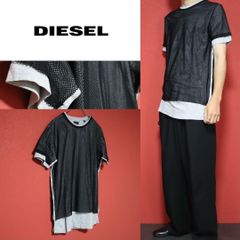 DIESEL ディーゼル メッシュニットL黒 シースルー レイヤード Y2K 