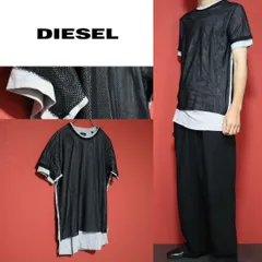 DIESEL ディーゼル メッシュ切替 サイドスリット ロング丈 Tシャツ