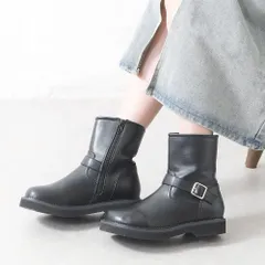 [ブラック]ショートブーツ レディース サイドジップ ベルトデザイン ローヒール スクエアトゥ 痛くない 歩きやすい 柔らかい 疲れない 軽量 軽い 滑らない 履きやすい 通勤 通学 おしゃれ きれいめ  カジュアル 大きいサイズ 3L 黒 ブラック 靴