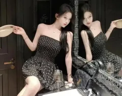 チューブトップ ミニ ワンピース パーティー衣装 冬コーデ