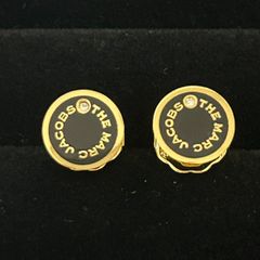 【美品】マークジェイコブス ピアス ロゴ ゴールド×ブラック / MARC JACOBS Logo 1205001