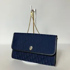 2511-42｜美品｜ディオール ショルダーバッグ ネイビー トロッター柄